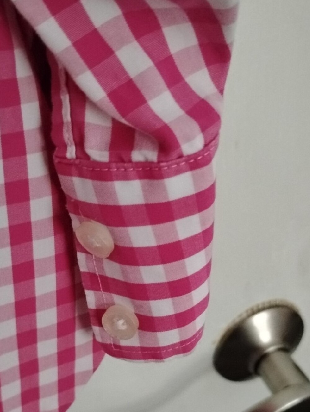 Lands' End Pink and White Gingham Shirt - Picture 8 of 10